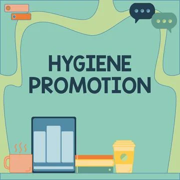 Text caption presenting Hygiene Promotion. Concept meaning systematic program to Stock Illustration