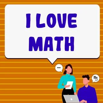 Text caption presenting I Love Math. Word for To like a lot doing calculations Illustrazione stock
