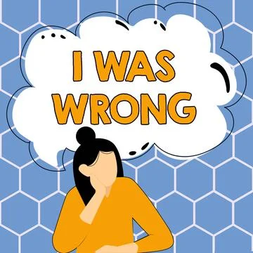 Text caption presenting I Was Wrong. Business overview Acceptance of a mistake Stock Illustration