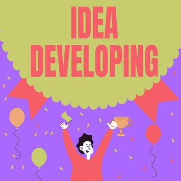 Text caption presenting Idea Developing. Business overview innovating the Stockillustratie