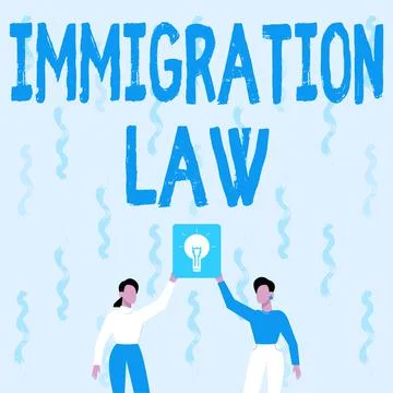 Text caption presenting Immigration Law. Business concept Emigration of a Ilustração Stock