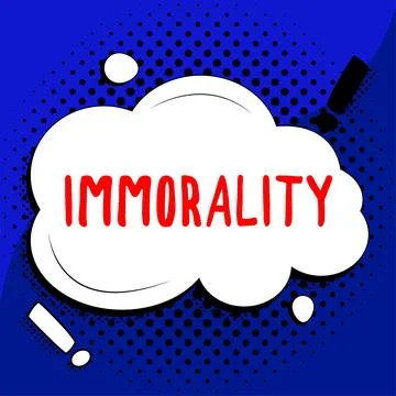 Text caption presenting Immorality. Word for the state or quality of being Stock Illustration