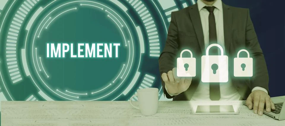 Text caption presenting Implement. Business approach set budget for advertising Foto stock