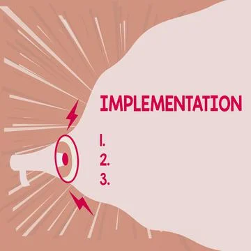 Text caption presenting Implementation. Conceptual photo The process of making Stock Illustration