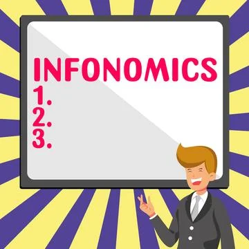 Text caption presenting Infonomics. Business concept visual image used to Stock Illustration