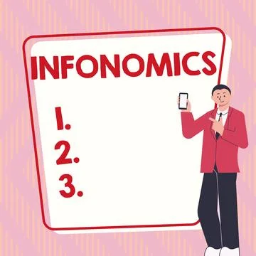 Text caption presenting Infonomics. Business idea visual image used to represent Stock Illustration