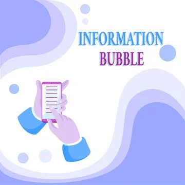 Text caption presenting Information Bubble. Word for phenomenon that limits an Stock Illustration