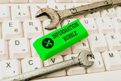 Text caption presenting Information Bubble. Concept meaning phenomenon that Foto stock