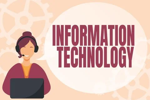 Text caption presenting Information Technology. Word for use Systems to Store Stock-Illustration