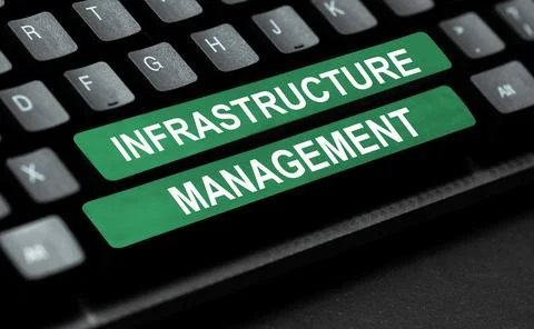 Text caption presenting Infrastructure Management. Word Written on minimize Stock Photos