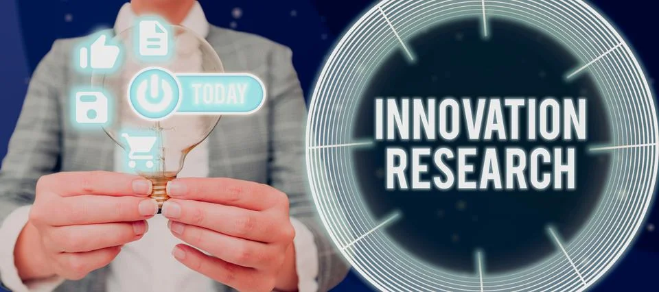 Text caption presenting Innovation Research. Business concept Life Long Stock Photos
