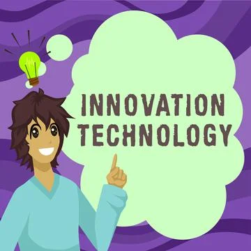 Text caption presenting Innovation Technology. Word Written on New Idea or Stock Illustration