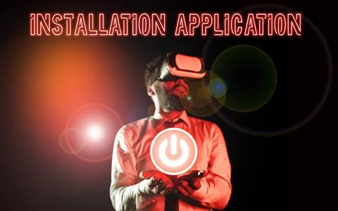Text caption presenting Installation Application. Business idea the act of 스톡 사진