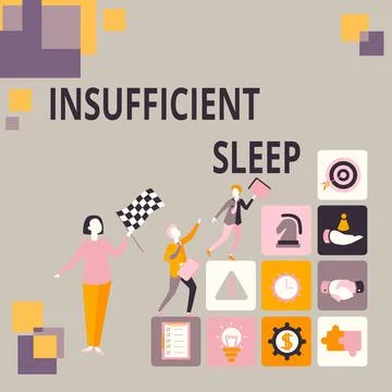 Text caption presenting Insufficient Sleep. Word Written on condition of not Illustrazione stock