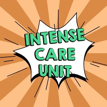 Text caption presenting Intense Care Unit. Business idea a unit in a hospital Stock Illustration