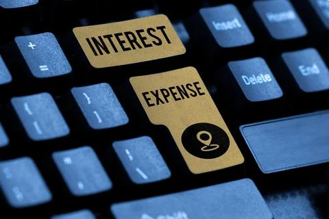 Text caption presenting Interest Expense. Word Written on connects computers Stock Photos