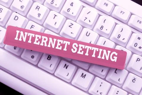 Text caption presenting Internet Setting. Concept meaning etermines how it Stock Photos