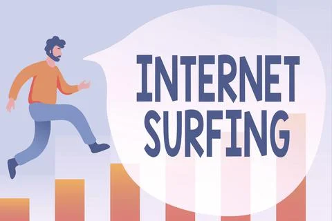 Text caption presenting Internet Surfing. Conceptual photo browsing the Internet Illustrazione stock