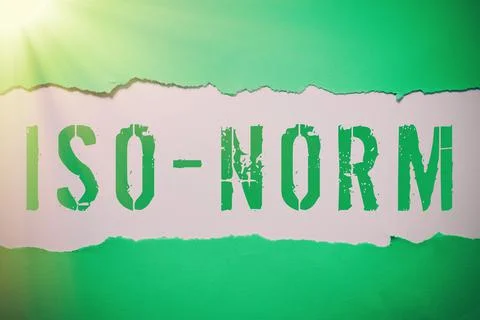 Text caption presenting Iso Norm. Concept meaning An accepted standard or a way Fotos Stock