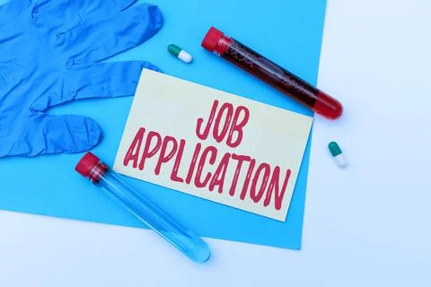 Text caption presenting Job Application. Internet Concept paper which indicates Stock Photos