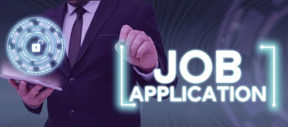 Text caption presenting Job Application. Business concept paper which indicates Stock Photos