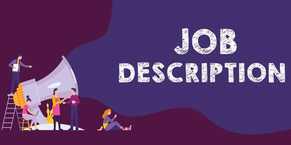 Text caption presenting Job Description. Word Written on A document that Stock Illustration