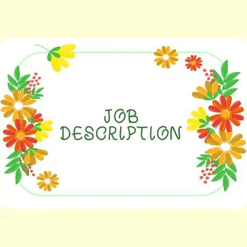 Text caption presenting Job Description. Business idea A document that describes Illustration
