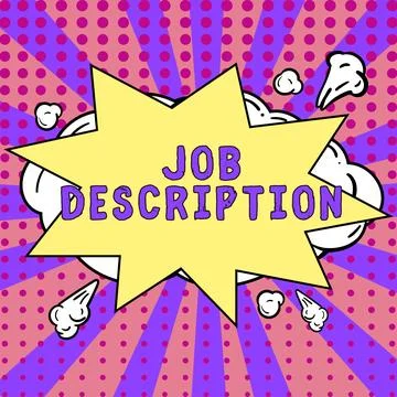 Text caption presenting Job Description. Conceptual photo A document that Stock Illustration