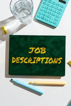 Text caption presenting Job Descriptions. Business concept difficulties in Stock Photos