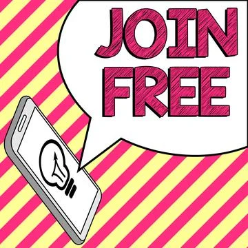 Text caption presenting Join Free. Word for the act or an instance of joining a イラスト素材