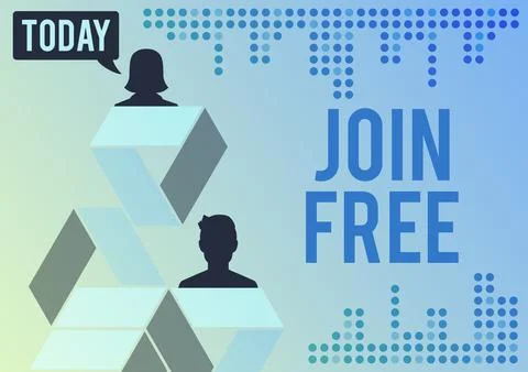 Text caption presenting Join Free. Business concept the act or an instance of イラスト素材