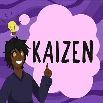 Text caption presenting Kaizen. Word Written on a Japanese business philosophy Stock Illustration