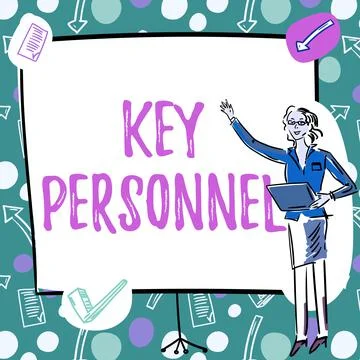 Text caption presenting Key Personnel. Word for Program Directors Principal 库存插图