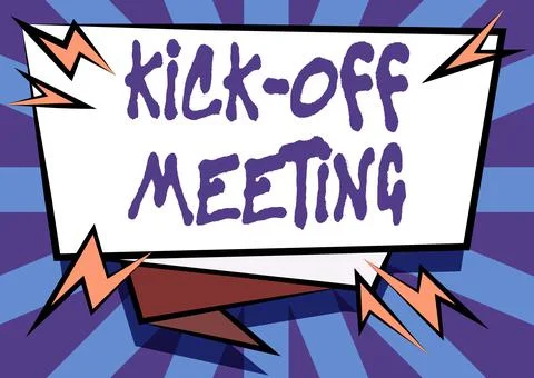 Text caption presenting Kick Off Meeting. Word for first meeting with the 스톡 일러스트