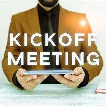 Text caption presenting Kick Off Meeting. Business concept first meeting with Foto stock
