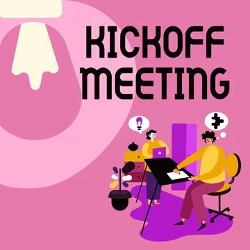 Text caption presenting Kickoff Meeting. Business idea Special discussion on the Stock Illustration