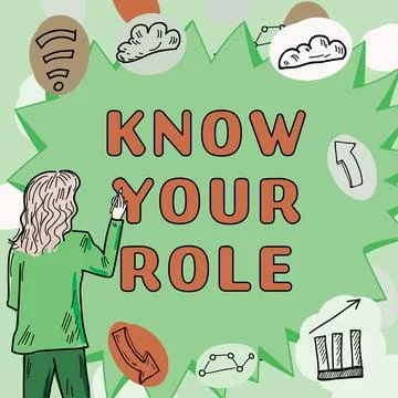 Text caption presenting Know Your Role. Conceptual photo Be clear of one Illustrazione stock