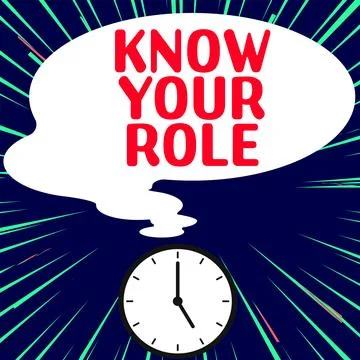 Text caption presenting Know Your Role. Business idea Be clear of one Illustrazione stock