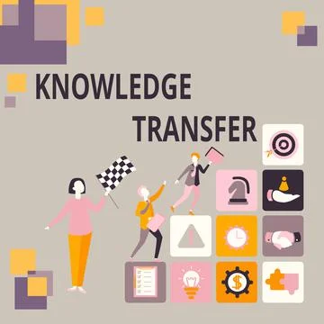 Text caption presenting Knowledge Transfer. Concept meaning sharing or Stock Illustration