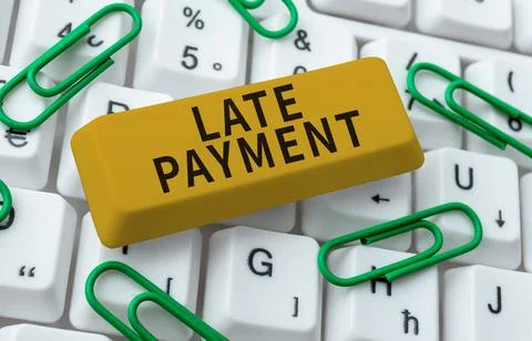 Text caption presenting Late Payment. Business idea payment made to the lender Foto stock