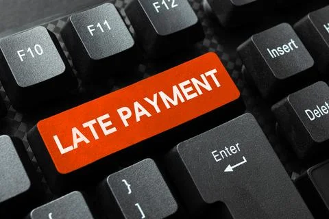 Text caption presenting Late Payment. Business overview payment made to the Foto stock