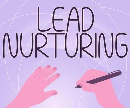 Text caption presenting Lead Nurturing. Word Written on method of building a Ilustración de archivo