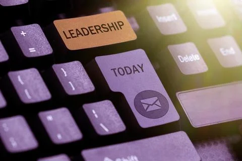 Text caption presenting Leadership. Concept meaning art of motivating to act Fotos Stock