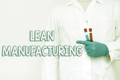 Text caption presenting Lean Manufacturing. Internet Concept focus on minimizing Foto stock