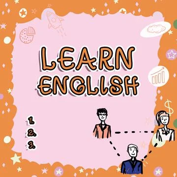 Text caption presenting Learn English. Conceptual photo Study another Language Ilustración de archivo