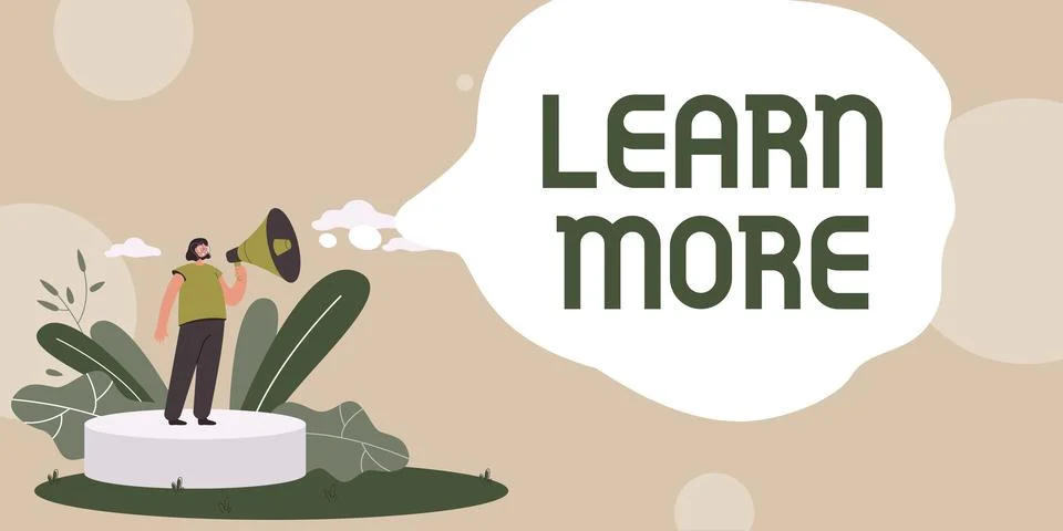 Text caption presenting Learn More. Business showcase Deepen knowledge of the Stock Illustration