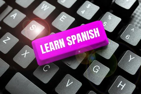 Text caption presenting Learn Spanish. Business showcase Translation Language in Stock Photos