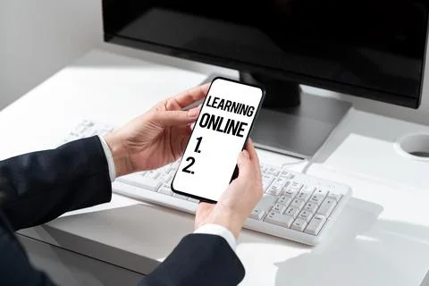 Text caption presenting Learning OnlineLearn something new with the help of 写真素材