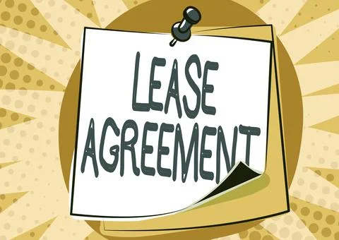 Text caption presenting Lease Agreement. Concept meaning Contract on the terms Ilustración de archivo