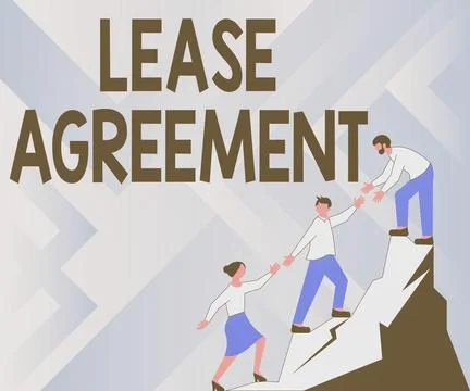 Text caption presenting Lease Agreement. Internet Concept Contract on the terms Ilustración de archivo